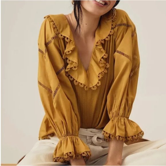 FARM Rio Tops - FARM Rio Gold Blouse  size XS